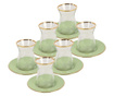 Set pentru ceai 12 piese Bella Maison, Allure Green, sticla, ceramica, verde deschis, 96 ml,96 ml