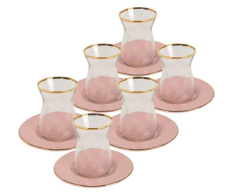 Set pentru ceai 12 piese Bella Maison, Allure Rose, sticla, ceramica, roz pudra, 96 ml,96 ml