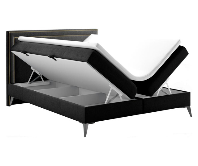 Boxspring postelja s prostorom za shranjevanje Soho Black Gold 140x200 cm