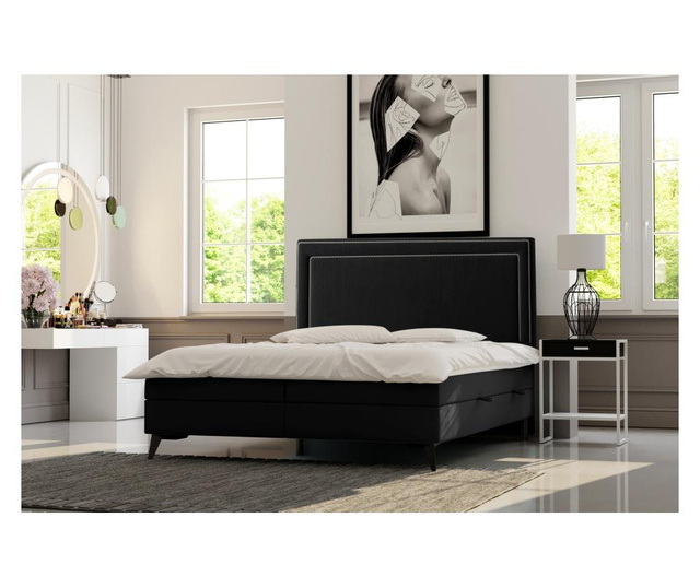 Boxspring postelja s prostorom za shranjevanje Soho Black Silver 140x200 cm