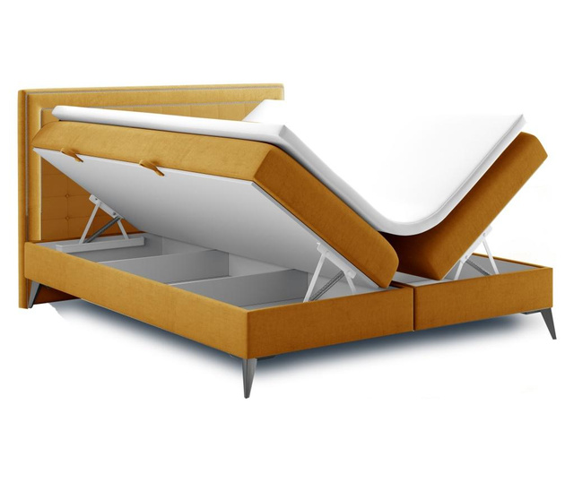 Boxspring krevet s prostorom za odlaganje Chambery Yellow Silver 140x200 cm