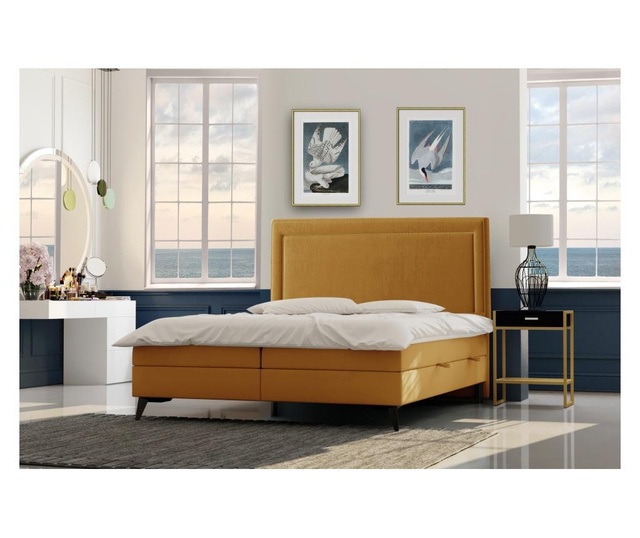 Boxspring krevet s prostorom za odlaganje Soho Gold 140x200 cm
