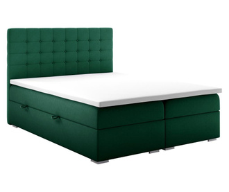 Boxspring postelja s prostorom za shranjevanje Sansa Green Silver 140x200 cm