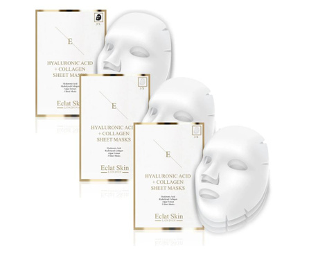 Set 9 vlažilnih mask za obraz Hyaluronic Acid