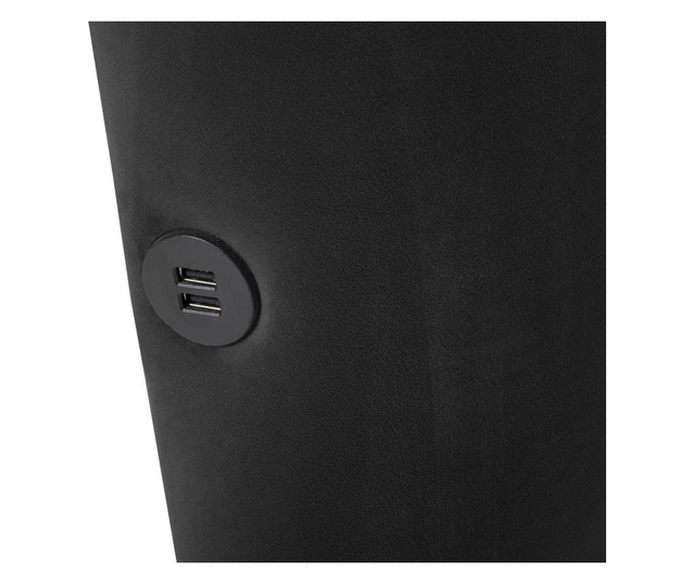 Uzglavlje kreveta s 4 USB priključka Seattle Black 120x180 cm