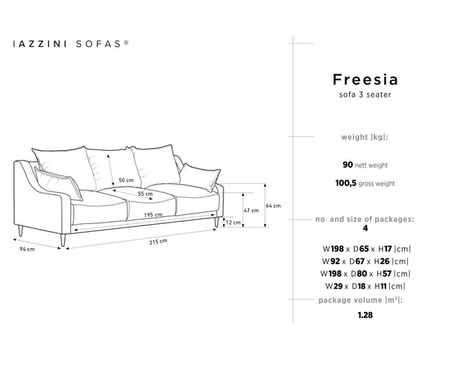 Canapea extensibila cu 3 locuri Mazzini Sofas, Freesia Beige, bej, 215x94x90 cm