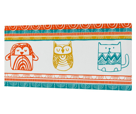 Tablou Moshi Moshi, Teepee, canvas imprimat din bumbac si poliester, 27x54 cm, multicolor