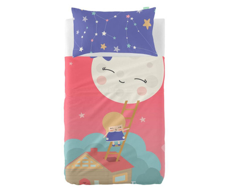 Детски комплект долен чаршаф и калъфка за възглавница Moon Dream Uni