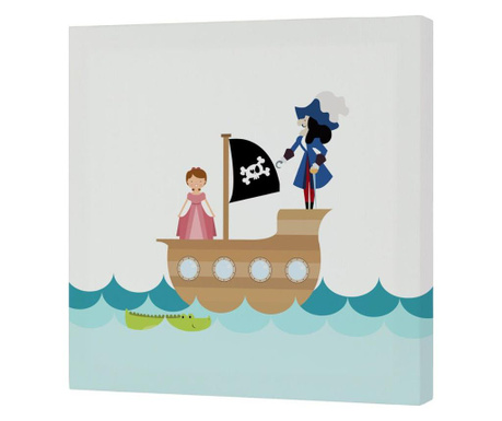 Tablou Mr. Fox, Pirate, canvas din bumbac si poliester imprimat, 27x27 cm