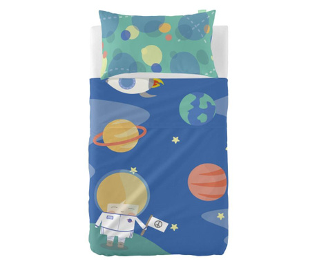 Детски комплект долен чаршаф и калъфка за възглавница Astronaut Uni Extra