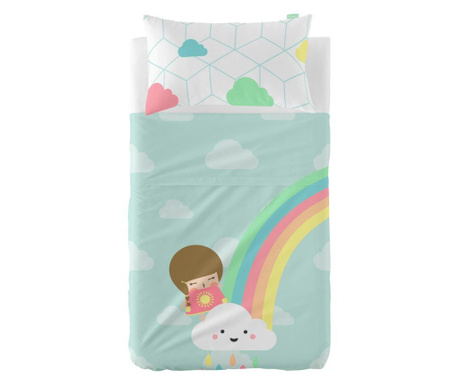 Детски комплект долен чаршаф и калъфка за възглавница Rainbow Uni