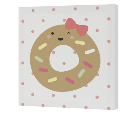 Tablou Happynois, Candies Donut, canvas imprimat din bumbac si poliester, 27x27 cm