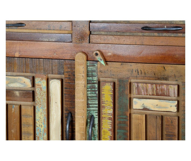 Bufet Giner Y Colomer, lemn reciclat, 150x40x89 cm, multicolor