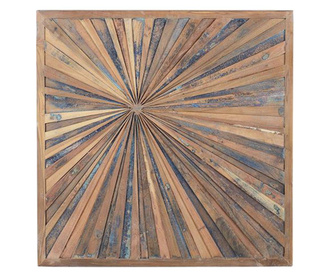 Decoratiune de perete Giner Y Colomer, lemn reciclat, 93x3x93 cm, multicolor