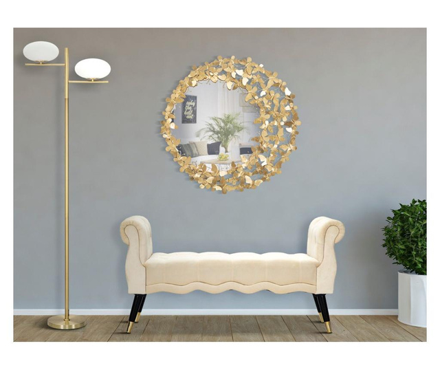 Oglinda de perete Mauro Ferretti, Glam Gold, fier, 82x4x82 cm, auriu
