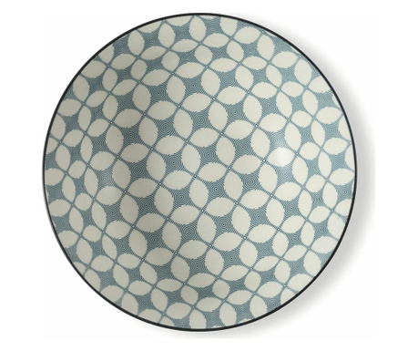 Bol pentru salata Villa D'este, Double Blue, ceramica, transparent, 23x23x9 cm