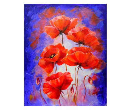 Tablou Canvas, Maci rosii pictati, 60 x 80 cm, Multicolor  60x80 cm