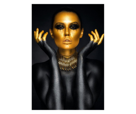 Tablou Canvas, Portret de femeie, Black and Gold, 60 x 90 cm, Multicolor  60x90 cm