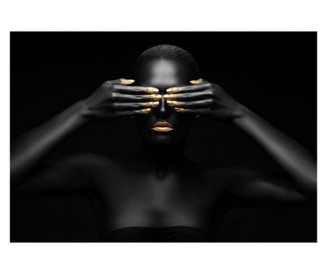 Tablou Canvas, Portret de femeie, Black woman closes her eyes, 90 x 60 cm, Multicolor  60x90 cm