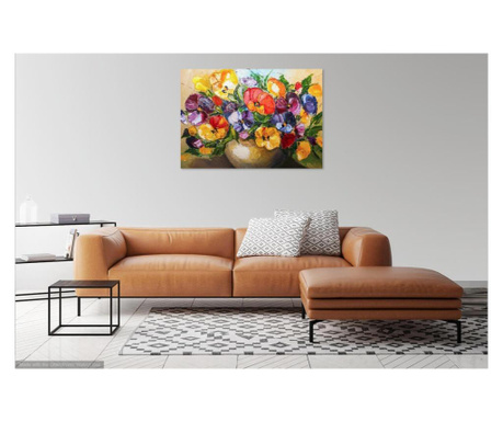 Tablou Canvas, Panselute, 80 x 50 cm, Rama lemn, Multicolor  60x90 cm