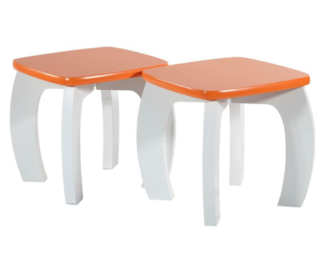 Set masa si 2 scaune Creaciones Meng, MDF, portocaliu/alb