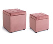 Set 2 taburete cu spatiu de depozitare Yes Everyday, roz, 45x45x45 cm