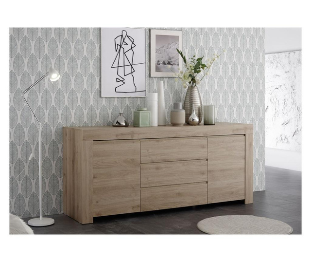 Bufet Tft Home Furniture, melamina, 184x42x81 cm, stejar inchis