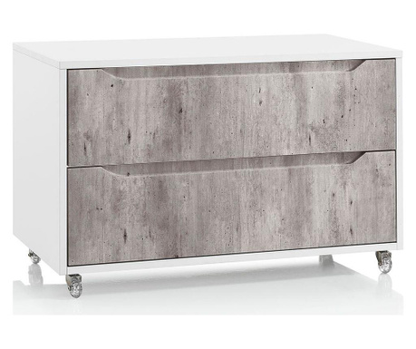 Comoda cu 2 sertare Tft Home Furniture, melamina, 60x45x57 cm, alb/ciment