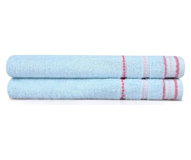 Set 2 prosoape de baie Beverly Hills Polo Club, bumbac, 480 gr/m², 70x140 cm, albastru