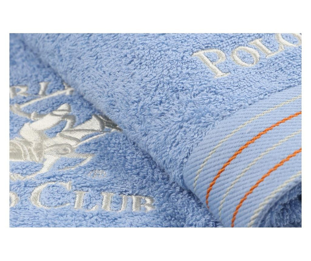 Set 2 prosoape de baie Beverly Hills Polo Club, bumbac, 480 gr/m², 50x90 cm, albastru
