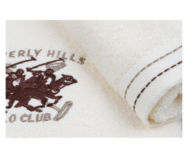 Set 2 prosoape de baie Beverly Hills Polo Club, bumbac, 480 gr/m², 70x140 cm, crem