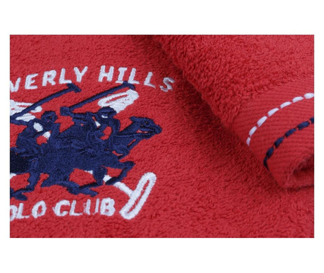 Set 2 prosoape de baie Beverly Hills Polo Club, bumbac, 480 gr/m², 50x90 cm, rosu