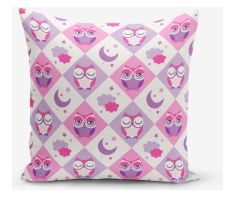 Minimalist Cushion Covers Pink Purple Owl Párnahuzat 45x45 cm