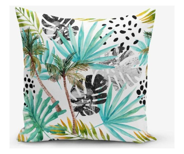 Fata de perna Minimalist Cushion Covers Black With Points Blue Palm Modern 45x45 cm