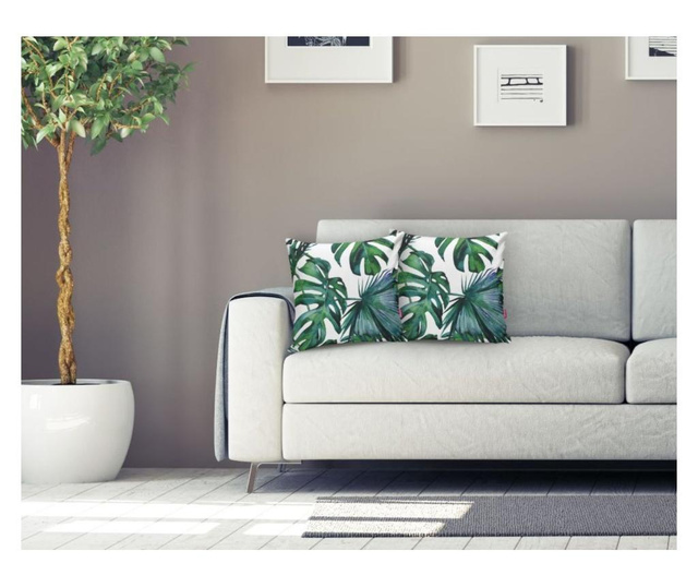 Fata de perna Minimalist Cushion Covers Green Leaf Modern 45x45 cm