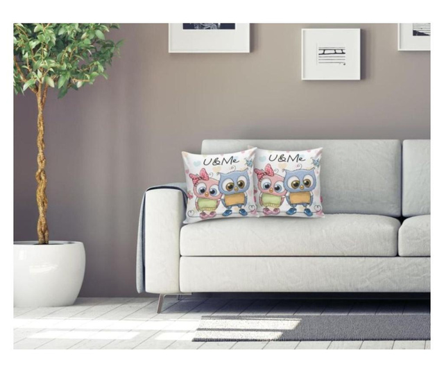 Poszewka na poduszkę Minimalist Cushion Covers Heart Owls Colorful 45x45 cm