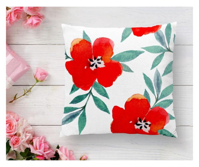 Minimalist Cushion Covers White Background Flower Párnahuzat 45x45 cm