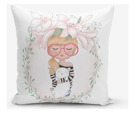 Poszewka na poduszkę Minimalist Cushion Covers Flower Girl And Cat 45x45 cm