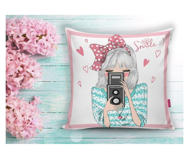 Minimalist Cushion Covers Photographer Smile Girl Párnahuzat 45x45 cm