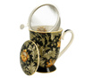 Cana  de ceai cu infuzor si capac Duo Gift, Chrysanthemum, portelan, 325 ml