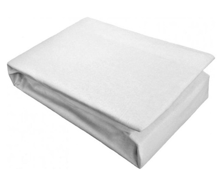 Husa de pat din tricot cu elastic, tim, alb Sofi 90 x 200 cm