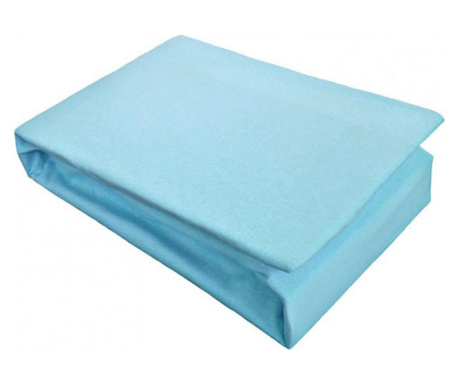 Husa de pat din tricot cu elastic, tim, blue Sofi 90 x 200 cm