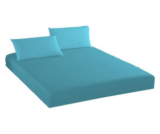 Husa de pat din tricot cu elastic, tim, turcoaz Sofi 160 x 200 cm