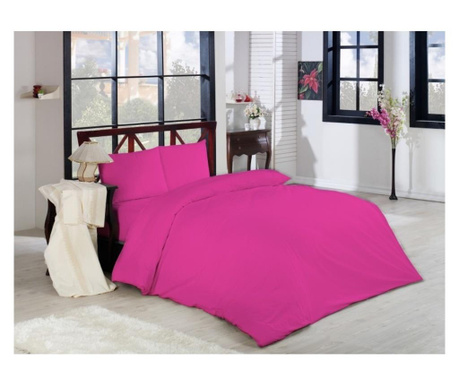 Lenjerie de pat pentru o persoana cu husa de perna dreptunghiulara, london, bumbac ranforce, gramaj tesatura 120 g/mp, roz Sofi