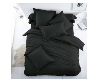 Lenjerie de pat matrimonial cu husa de perna dreptunghiulara, obscure, bumbac ranforce, gramaj tesatura 120 g/mp, negru Sofi 1 x