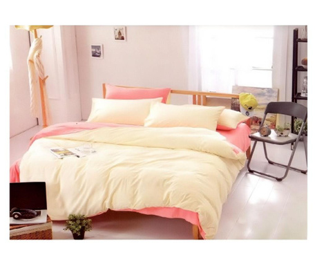 Lenjerie de pat pentru o persoana cu husa de perna dreptunghiulara, jollie, bumbac ranforce, gramaj tesatura 120 g/mp, roz pudra