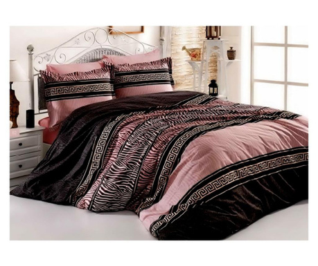 Lenjerie de pat pentru o persoana cu husa de perna dreptunghiulara, rose, bumbac ranforce, gramaj tesatura 120 g/mp, multicolor