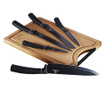 Комплект 5 ножа с бамбукова дъска за рязане Black Silver