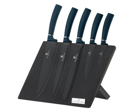 Set 6 nožev z držalom Metallic Line Aquamarine