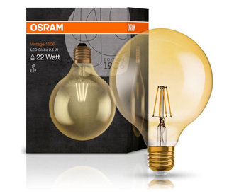 Bec LED Osram, sticla, Globe, E27, transparent, 13x13x17 cm